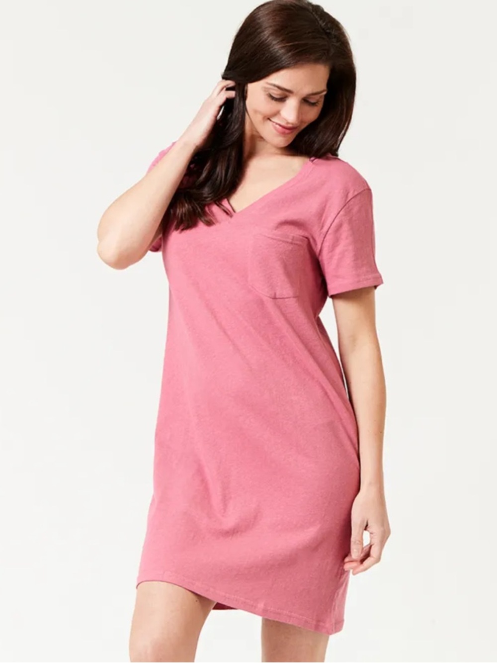 Pact Women's Cotton Linen Tee Shirt Dress Size Large